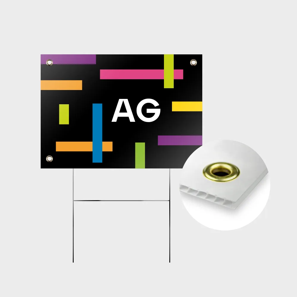 affiche coroplast avec oeillets