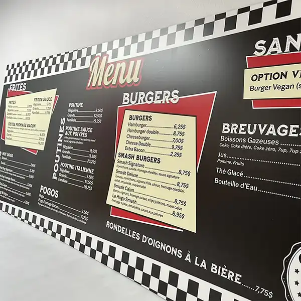 Enseigne menu restaurant