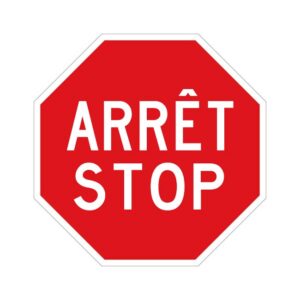 Panneau arrêt stop bilingue