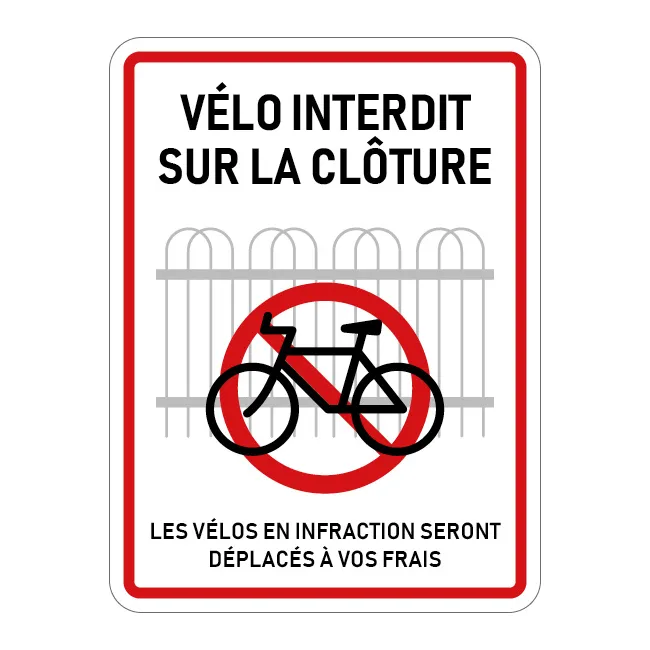Vélo interdit sur la clôture