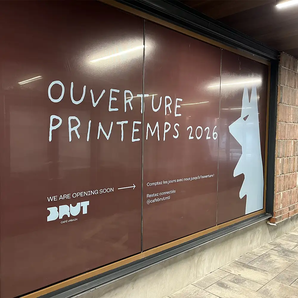 autocollant perfore pour vitrine brut cafe